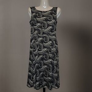 Costalyeen Blue White Swirl Print Sleeveless Midi Dress 4 NWT